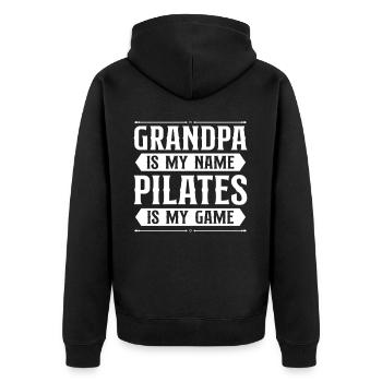 Instructeur de Pilates Enseignant Grand-père - Veste à capuche bio Premium Unisexe - noir - Dos - Nico (187cm)