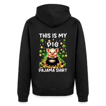 This Is My Pig Pajama Shirt - Unisex Premium Bio Zip Hoodie - Schwarz - Hinten - Nico (187cm)