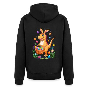 Iconic Easter Dinosaur Dinosaur Easter Bunny - Unisex Premium Organic Zip Hoodie - black - Back - Nico (187cm)