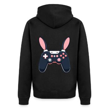 Lapin de Pâques Gamer et Design de streetwear de jeu - Veste à capuche bio Premium Unisexe - noir - Dos - Nico (187cm)