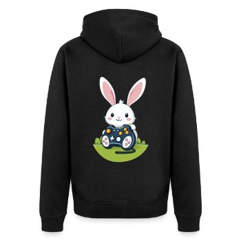 Lapin de Pâques Gamer et Design de streetwear de jeu - Veste à capuche bio Premium Unisexe - noir - Dos - Nico (187cm)
