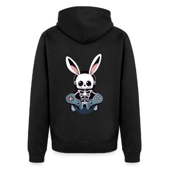 Lapin de Pâques Gamer Gaming Streetwear Iconique - Veste à capuche bio Premium Unisexe - noir - Dos - Nico (187cm)