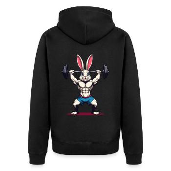 Easter Bunny Body Building Animal Funny Workout - Unisex Premium Organic Zip Hoodie - black - Back - Nico (187cm)