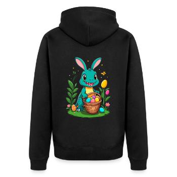 Iconic Easter Dinosaur Dinosaur Easter Bunny - Unisex Premium Organic Zip Hoodie - black - Back - Nico (187cm)