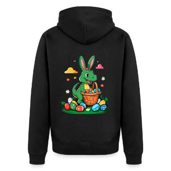 Iconic Easter Dinosaur T-Rex Bunny Funny Easter - Unisex Premium Organic Zip Hoodie - black - Back - Nico (187cm)