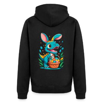 Iconic Easter Dinosaur Dinosaur Easter Bunny - Unisex Premium Organic Zip Hoodie - black - Back - Nico (187cm)