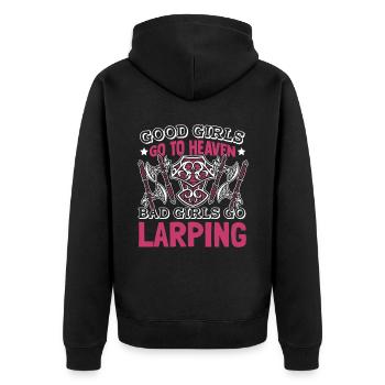 Bad Girls Go Larping LARPing Armor Weapons - Unisex Premium Organic Zip Hoodie - black - Back - Nico (187cm)