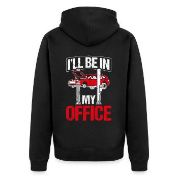 I'll be in my office Garage Tuner Autolie - Unisex Premium Organic Zip Hoodie - black - Back - Nico (187cm)