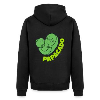 Papacado Vater Papa Vatertag Avocado - Unisex Premium Bio Zip Hoodie - Schwarz - Hinten - Nico (187cm)
