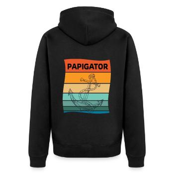 Papigator Papa Papa Ancre Fête des Pères - Veste à capuche bio Premium Unisexe - noir - Dos - Nico (187cm)