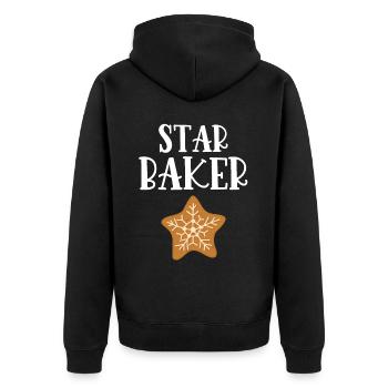 Bäcker Bäckerein Backwaren Backen Geschenk - Unisex Premium Bio Zip Hoodie - Schwarz - Hinten - Nico (187cm)