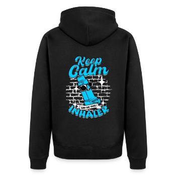 Asthme Les asthmatiques gardent leur calme et utilisent leur inhalateur - Veste à capuche bio Premium Unisexe - noir - Dos - Nico (187cm)