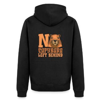 Capybara Wasserschwein - Unisex Premium Bio Zip Hoodie - Schwarz - Hinten - Nico (187cm)