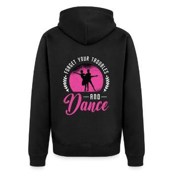 Ballroom Dance Forget Your Troubles Loves Dancing - Unisex Premium Bio Zip Hoodie - Schwarz - Hinten - Nico (187cm)
