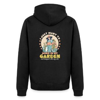 Landschaftsgärtner arbeiten im Garten hängen mit Katzen - Unisex Premium Bio Zip Hoodie - Schwarz - Hinten - Nico (187cm)