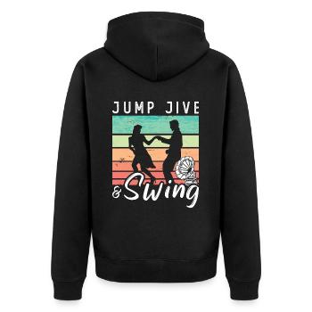 Swing Dance Jump Jive & Retro Dancing Swing Dancer - Unisex Premium Organic Zip Hoodie - black - Back - Nico (187cm)