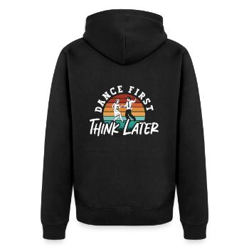 Swing Dance First Think Later Retro Couple Dancing - Unisex Premium Bio Zip Hoodie - Schwarz - Hinten - Nico (187cm)