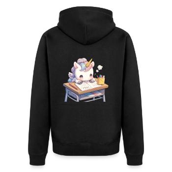 Licorne Kawaii Japonais - Veste à capuche bio Premium Unisexe - noir - Dos - Nico (187cm)