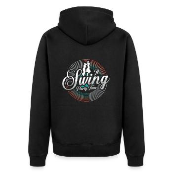 Swing Dance It's Swing Party Time Ballroom Dance - Unisex Premium Bio Zip Hoodie - Schwarz - Hinten - Nico (187cm)