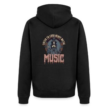 Rockmusik Hören Sie laute Heavy-Metal-Musik - Unisex Premium Bio Zip Hoodie - Schwarz - Hinten - Nico (187cm)