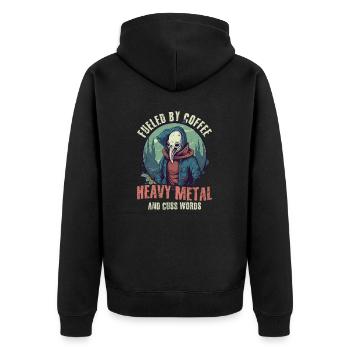 Musique Rock Alimenté Café Heavy Metal Jurons Mots - Veste à capuche bio Premium Unisexe - noir - Dos - Nico (187cm)
