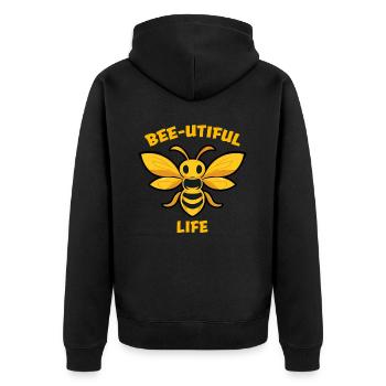 Bee Lovers Beekeepers Naturefriends Beekeepers - Unisex Premium Organic Zip Hoodie - black - Back - Nico (187cm)