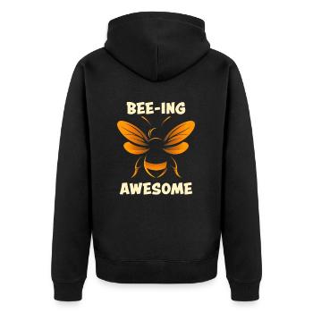 Bienenliebhaber Bienenzüchter Naturfreunde Imker - Unisex Premium Bio Zip Hoodie - Schwarz - Hinten - Nico (187cm)