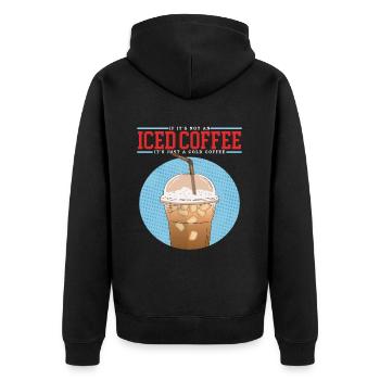 Eiskaffee Iced Coffee Kaffeeliebhaber Geschenk - Unisex Premium Bio Zip Hoodie - Schwarz - Hinten - Nico (187cm)