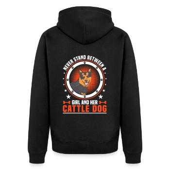 Mädchen und ihr Australian Cattle Dog - Unisex Premium Bio Zip Hoodie - Schwarz - Hinten - Nico (187cm)