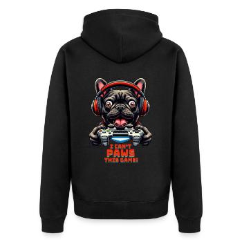 Gamers shirt French Bulldog gaming junk - Unisex Premium Organic Zip Hoodie - black - Back - Nico (187cm)