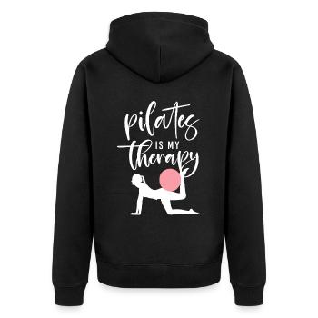 Pilates Instructor Teacher Pilates - Unisex Premium Bio Zip Hoodie - Schwarz - Hinten - Nico (187cm)