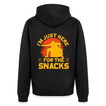 I'm just here for the Snacks - Unisex Premium Organic Zip Hoodie - black - Back - Nico (187cm)