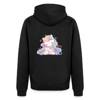 Licorne Kawaii Japonais - Veste à capuche bio Premium Unisexe - noir - Dos - Nico (187cm)