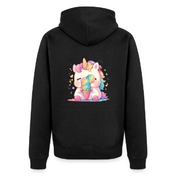 Unicorn Ice Cream Kawaii Japanese - Unisex Premium Organic Zip Hoodie - black - Back - Nico (187cm)