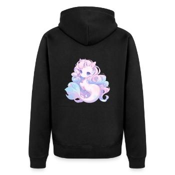Licorne Sirène Kawaii Japonais - Veste à capuche bio Premium Unisexe - noir - Dos - Nico (187cm)
