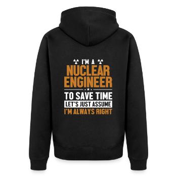 Ingénieur nucléaire Supposons que j’aie raison Nucléaire - Veste à capuche bio Premium Unisexe - noir - Dos - Nico (187cm)