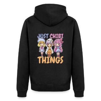 Anime Manga Chibi - Unisex Premium Organic Zip Hoodie - black - Back - Nico (187cm)