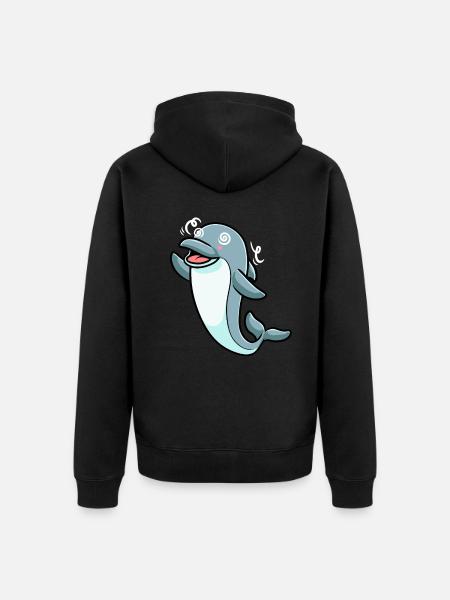 Dolphin Emoticon - Unisex Premium Organic Zip Hoodie - black