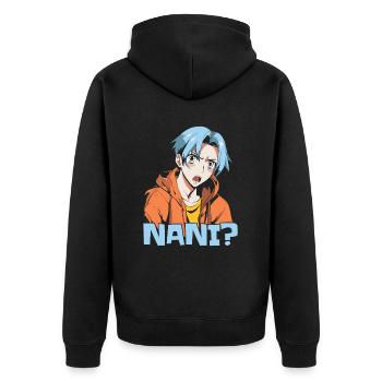 Anime Manga Nani Anime - Unisex Premium Bio Zip Hoodie - Schwarz - Hinten - Nico (187cm)