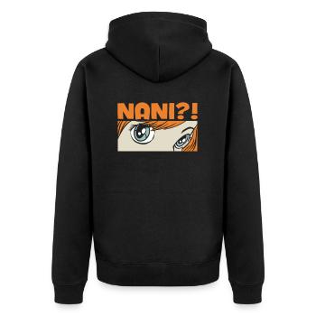 Anime Manga Nani Anime - Unisex Premium Bio Zip Hoodie - Schwarz - Hinten - Nico (187cm)