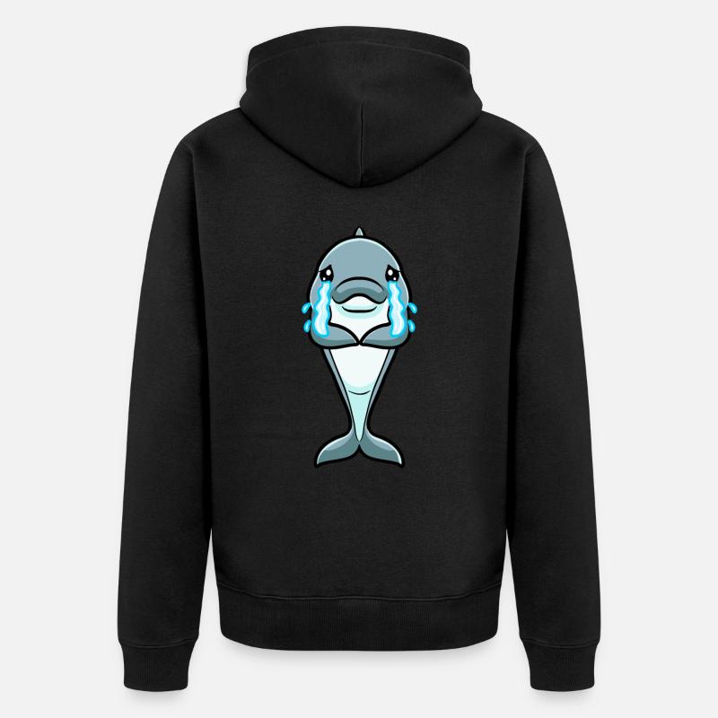 Émoticône de dauphin - Veste à capuche bio Premium Unisexe - noir