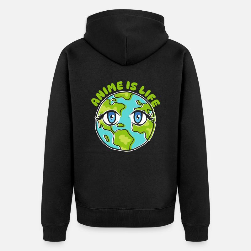 Anime Manga Vie Terre - Veste à capuche bio Premium Unisexe - noir
