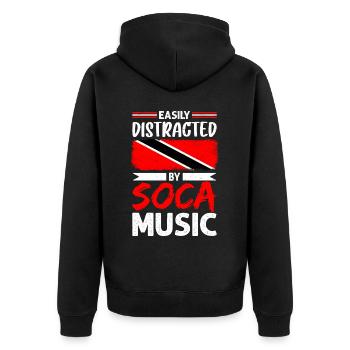 Soca Tanz Trinidad Tobago - Unisex Premium Bio Zip Hoodie - Schwarz - Hinten - Nico (187cm)