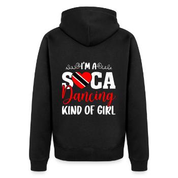 Soca Tanz Trinidad Tobago - Unisex Premium Bio Zip Hoodie - Schwarz - Hinten - Nico (187cm)