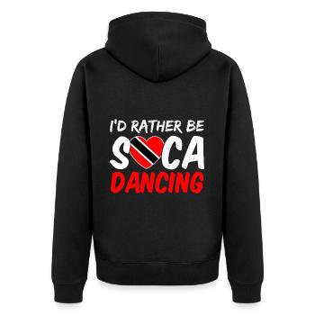 Soca Tanz Trinidad Tobago - Unisex Premium Bio Zip Hoodie - Schwarz - Hinten - Nico (187cm)