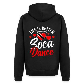 Soca Tanz Trinidad Tobago - Unisex Premium Bio Zip Hoodie - Schwarz - Hinten - Nico (187cm)