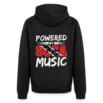 Soca Tanz Trinidad Tobago - Unisex Premium Bio Zip Hoodie - Schwarz - Hinten - Nico (187cm)