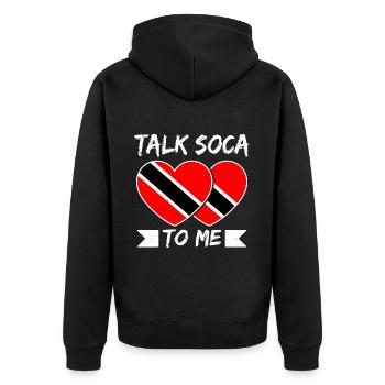 Soca Tanz Trinidad Tobago - Unisex Premium Bio Zip Hoodie - Schwarz - Hinten - Nico (187cm)