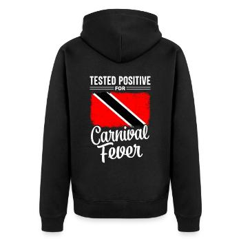 Positiv Auf Karnevalsfieber Getestet - Unisex Premium Bio Zip Hoodie - Schwarz - Hinten - Nico (187cm)