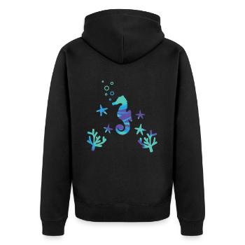 Petit hippocampe océan sous-marin - Veste à capuche bio Premium Unisexe - noir - Dos - Nico (187cm)